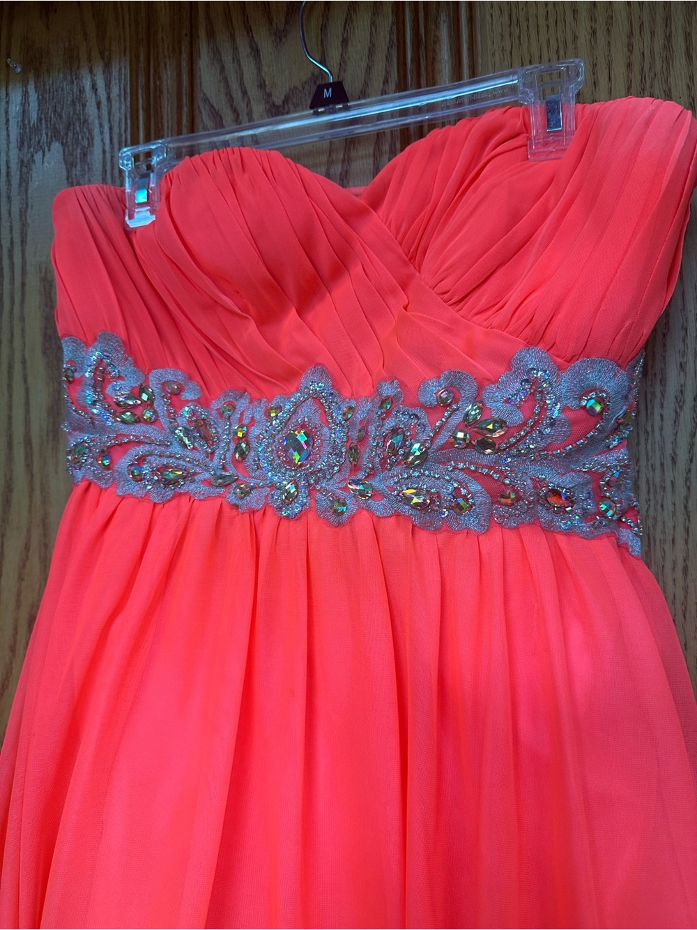 My Michelle Coral Strapless Autumn wedding guest homecoming dress Juniors 15 - Picture 3 of 15